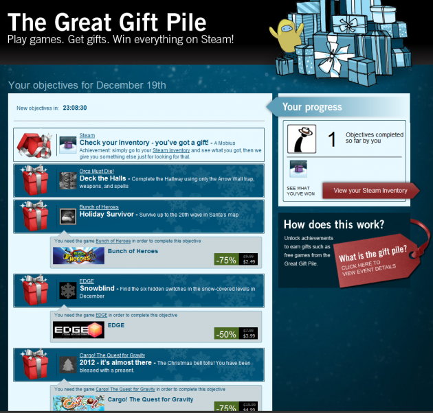 Steam holiday contest gamification