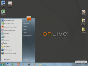 OnLive Desktop start menu