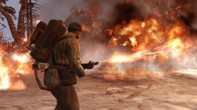 Company of Heroes II showing heat deforming snow