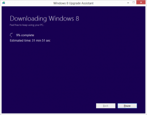 Windows 8 upgrade interface