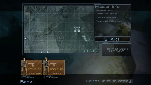 Frontline Tactics mission select screen