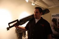 THQ Community Manager holding a chainsword