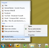 Windows 7 Pinned Shortcut Properties